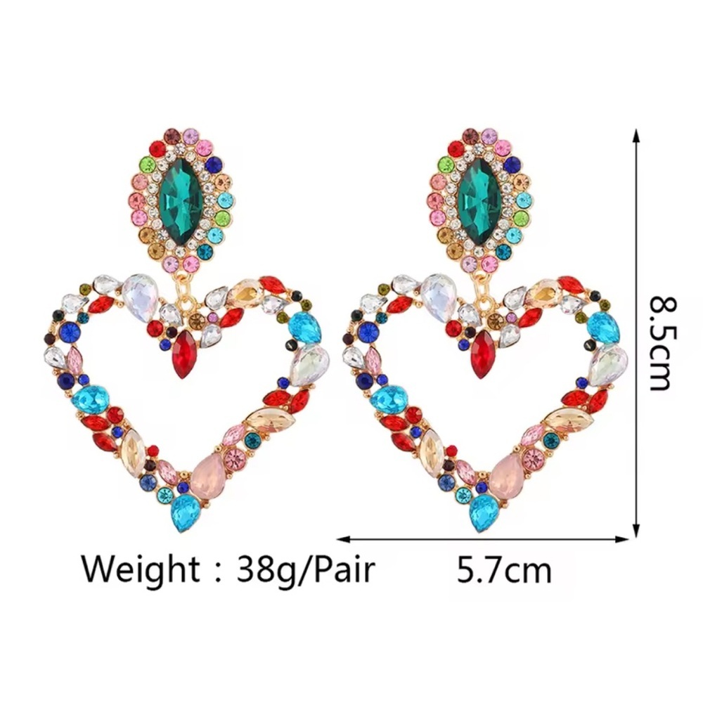 Multicolor Gemstone Statement Earrings - image 3